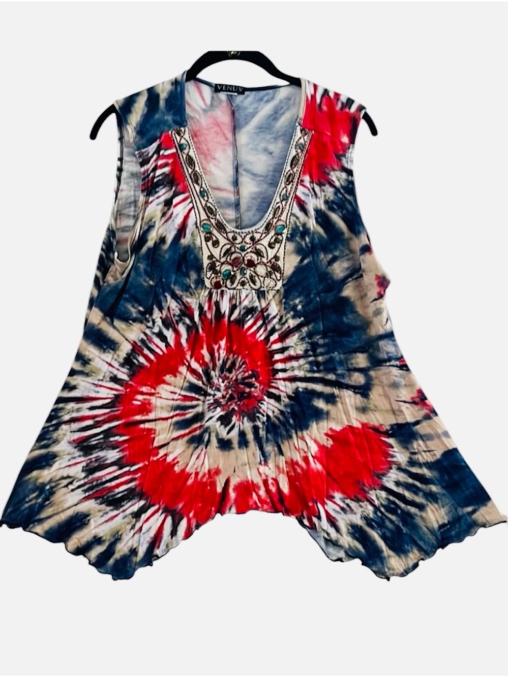 VENUS Red and Blue Tie-Dye Tank Top Size XL - Picture 1 of 8